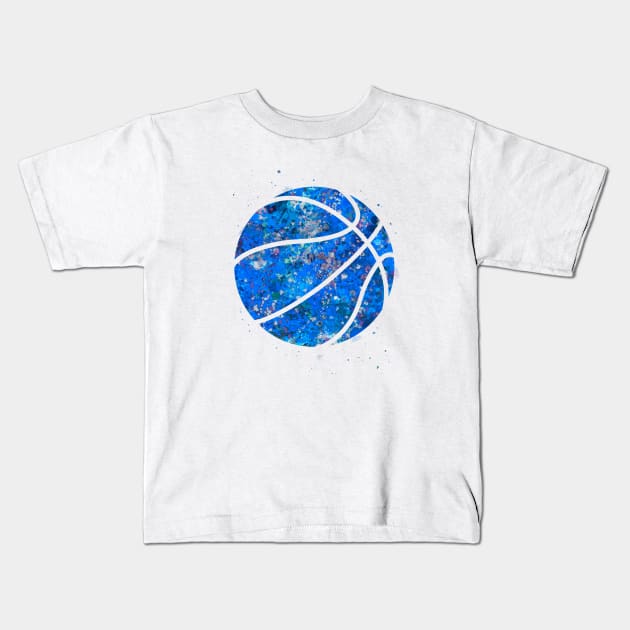 Basketball Ball Blue Kids T-Shirt by Yahya Art